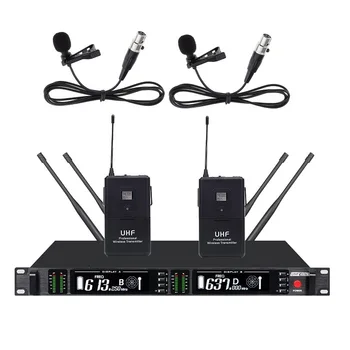 

Bolymic Professional UHF dual channels wireless microphone system Diversity Lavalier Wireless