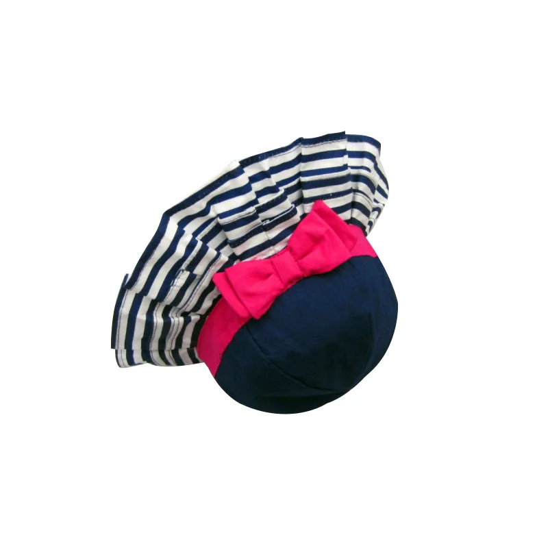 Rose Red Bow Baby Girls Hat Fashion Striped Bucket Hat For Girls Wide Brim Sun Cap Hat Spring Summer Panama Baby Girls Clothing (8)