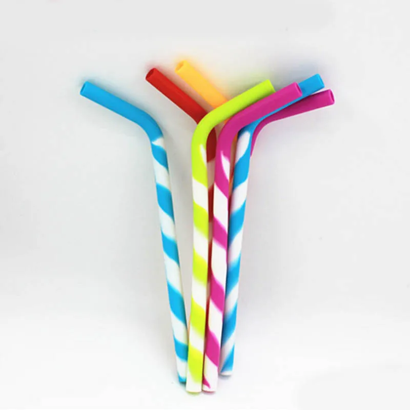 Muti Color silicon Reusable Smoothie Straws for Juice Milk Tea Drinking