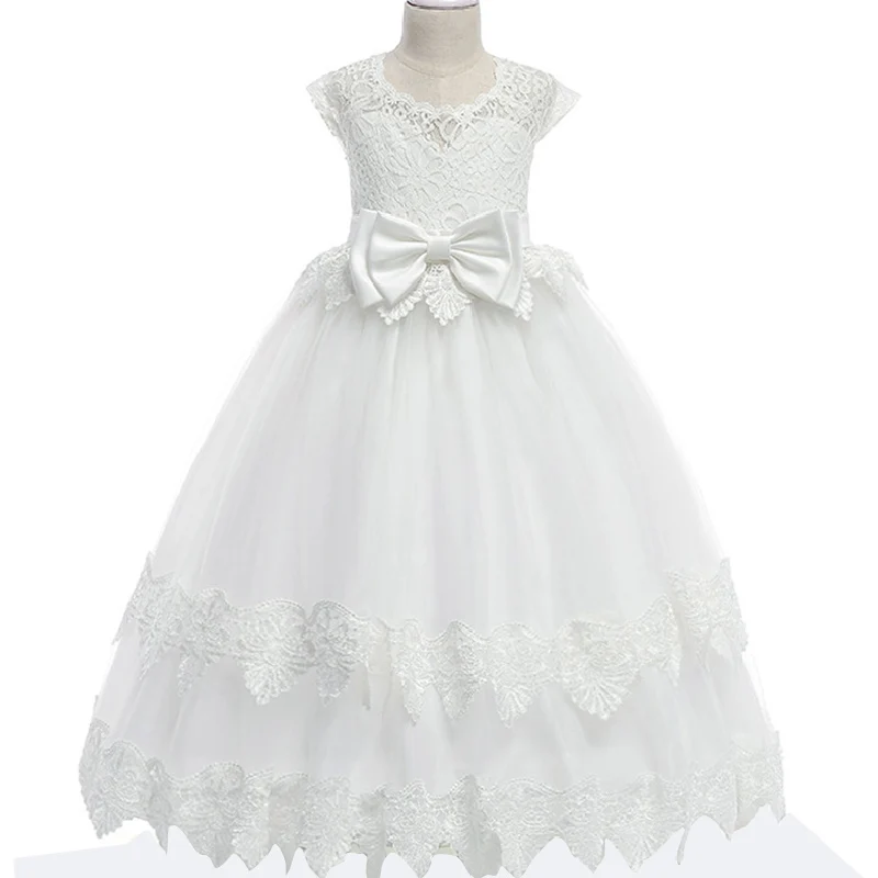 

Girls Princess Wedding flower Lace big Bow princess dress for Wedding Birthday Party anniversaire enfant Teenage dress for girl