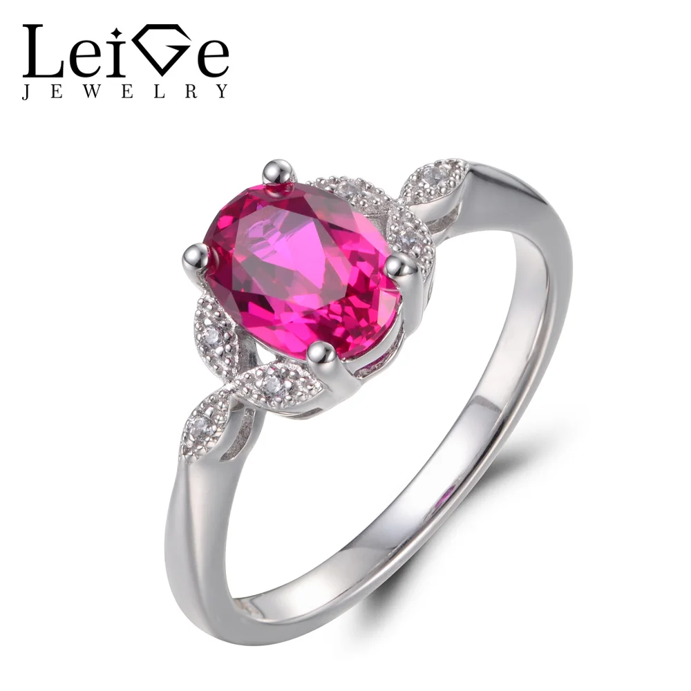 Leige Jewelry Ruby Rings Ruby Promise Rings Oval Cut Red Gemstone July