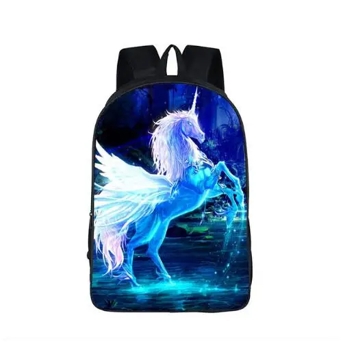 

3D Fantastic Animal Prints Horse Unicorn Backpacks for Teenagers Boys Girls Kids Backpack School Bags Children Mochila Escolar