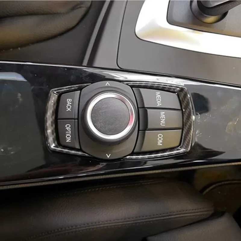 Автомобильный Стайлинг консоль с функциями мультимедийного кожухи для кнопок пульт дистанционного управления для BMW 1 2 3 4 серии 3GT F20 F30 углеродного волокна черный Цвет авто аксессуары