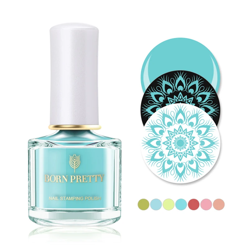 BORN PRETTY Лето Macaron серия стемпинг ногтей покрытие 6 мл синий красный розовый печать изображений лак светлый цвет ногтей штамп лак