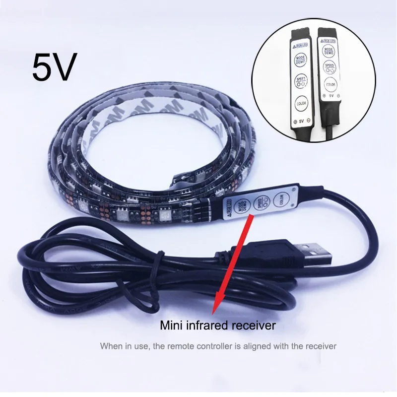 0,5/1/1,5/2 м Мода 5 в Светодиодная лента с пультом дистанционного управления USB лампа лента для ТВ фоновое освещение настольное украшение TD326