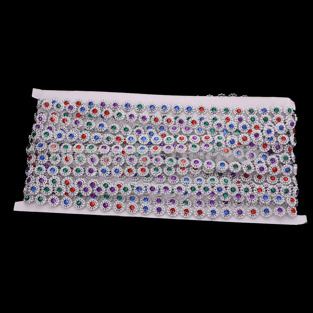 

10 Yards Flower Shape Rhinestone Beaded Chain Ribbon Trim Sewing Decor Embellishment