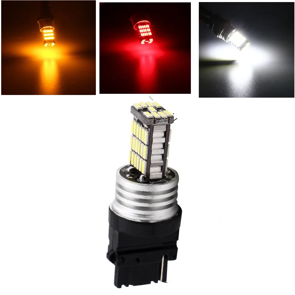 

1PCS T25 3157 3156 4014 45 SMD T25 45LEDs 680Lm P27/5W Canbus Error Free for Turn Lights 12V White Amber Red 3157A Brake Lamps