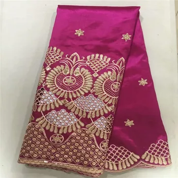 

Fuchsia African George Lace Fabric High Quality Nigerian Silk George Indian Raw Silk Georges Wrapper For Sewing 5yards/pcs Y94-2