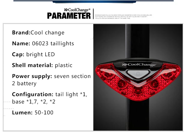 Flash Deal Coolchange 5 LED Super Bright Rear Light Bicycle Red Lamp Flashlight Bike Taillight Cycling Led Light Mountain BikeAccessories 2