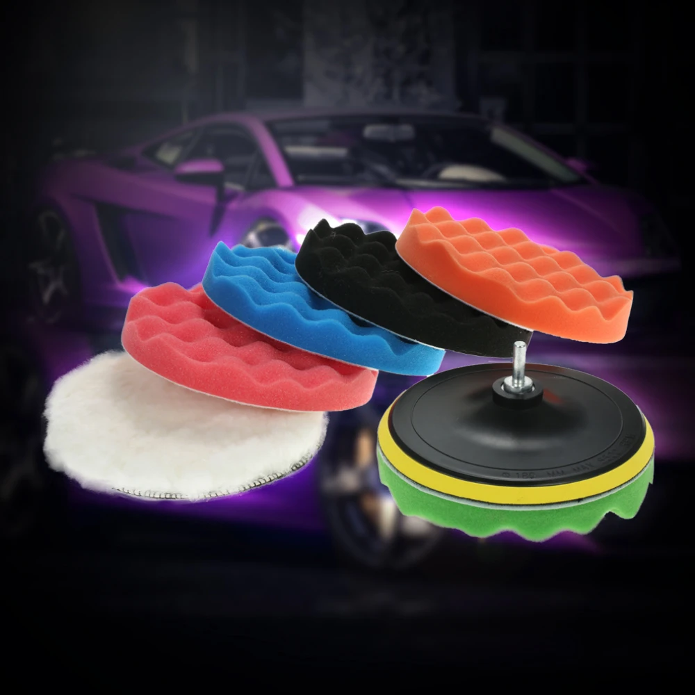7/11pcs Car Polishing Waxing Buffing Pad Sponge Plate Kit for Automobile Polisher Buffer Waxer Sander with M14 Shank