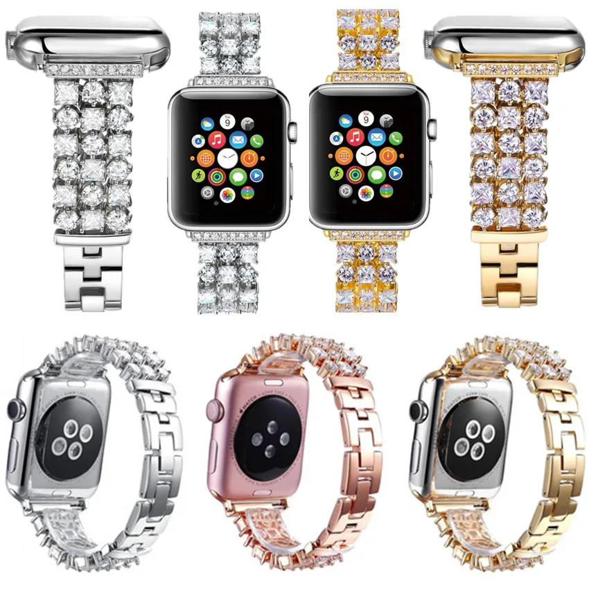Женский ремешок для часов Apple Watch Band 38 мм 42 мм 40 мм 44 мм ремешок из нержавеющей стали с бриллиантами для iwatch band Series 4 3 2 1 браслет