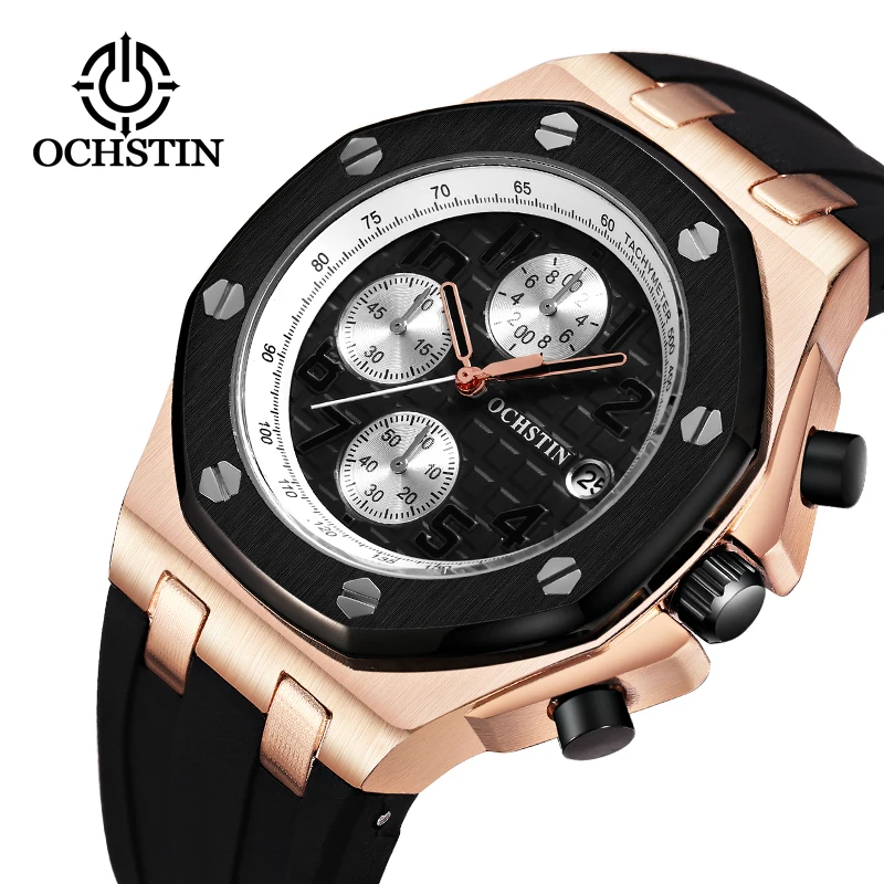 

OCHSTIN Men's Fashion Sports Quartz Watch Mens Watches Top Brand Luxury Rubber Band Waterproof Business Watch Relogio Masculino
