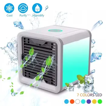 

USB Mini Portable Air Conditioner Humidifier Purifier 7 Colors Light Desktop Air Cooling Fan Air Cooler Fan for Office Home