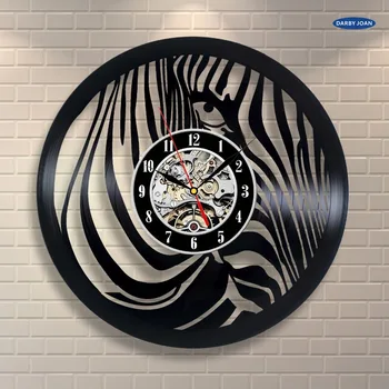 

2017 Zebra Animal Vinyl Record wall clock Art Room Decor Home Design horloge murale design moderne
