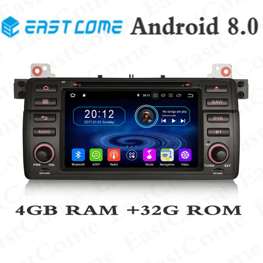 Top 7" Android 8.0 for bmw E46,M3,car dvd,gps navigation,wifi,radio,bluetooth,Steering wheel Canbus Free 8g Map,MIC,touch screen 6