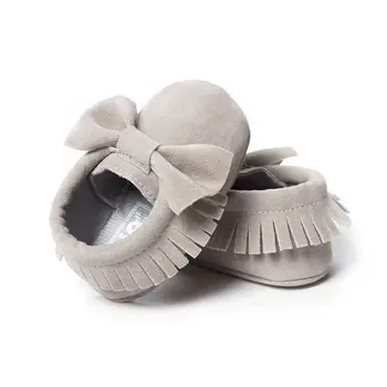 

WEIXINBUY Infant Baby Girls Velet Shoes Casual Solid Color Bowknot Soft Sole Comfortable Suede Fringe Leather First Walker Shoes