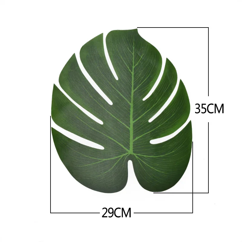 12 шт., большие искусственные листья тропической пальмы, Шелковый лист для Гавайских Луау, тематические вечерние украшения, украшения для дома, свадьбы, дня рождения - Цвет: 35cm