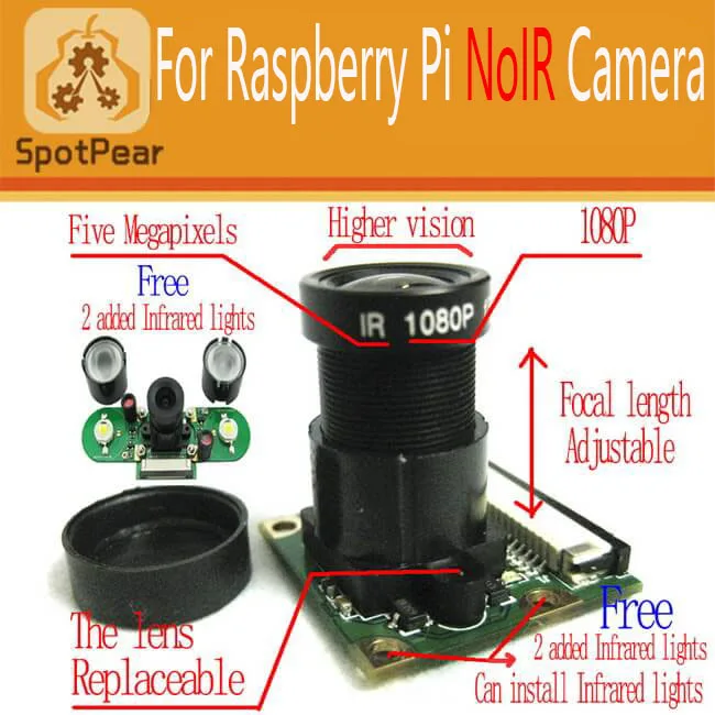 Raspberry Pi камера с ночным видением Регулируемый Модуль фокусировки бесплатным 2