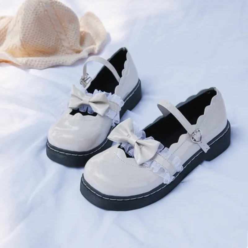 Doce Japonês Lolita Sapatos Harajuku Bonito Loli 3 Cores Pesado-fundo Redondo Cabeça Femininos Princesa Menina Plutônio