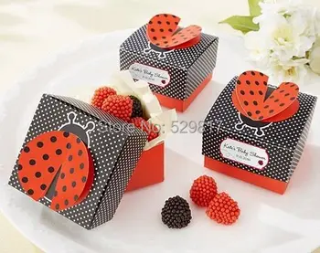 

Free Shipping 100pcs Baby Shower Favors, 3-D Wing Ladybug Baby Shower Favor Box, Kid Birthday Party Favors And Gifts