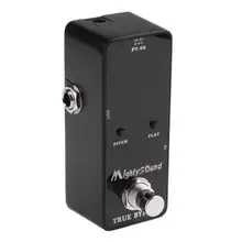 PT-06 Mini Pocket Chromatic Tuner B0-B6 Effect Pedal Black for Guitar Bass Violin Ukulele Line-in and Mic Detection