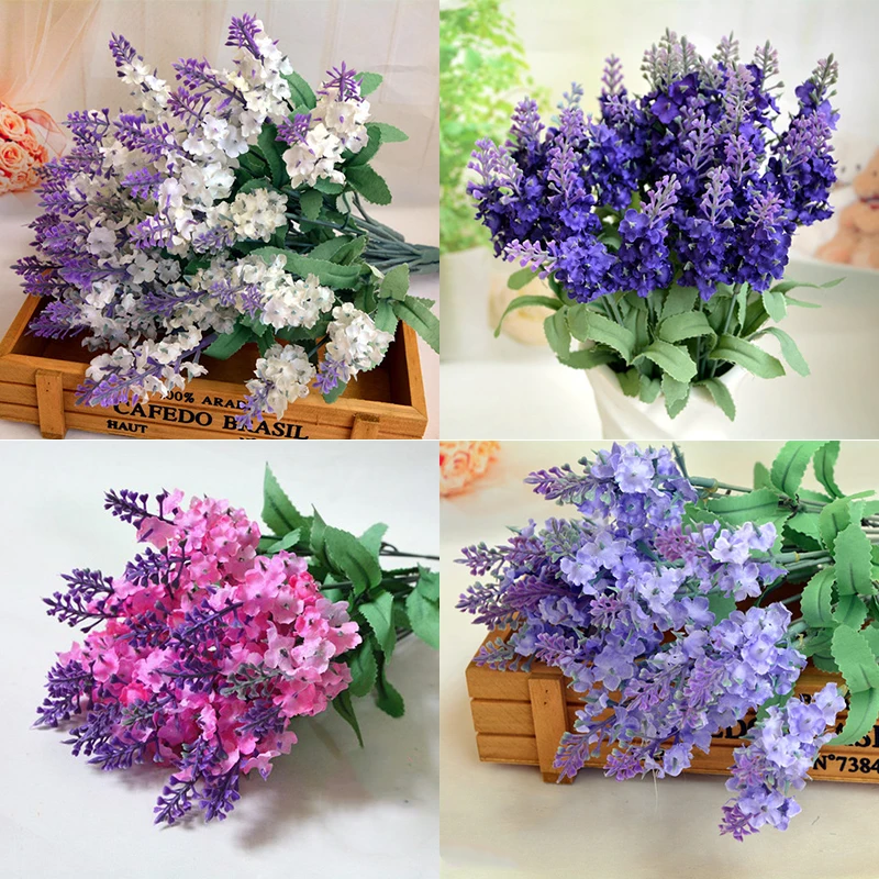 1pc Provence Lavender Bouquet Artificial Flower Mayitr Silk Blossom for Wedding Living Room Decoration