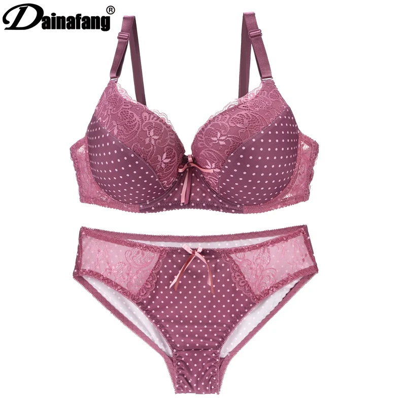  DAINAFANGCDE 85 90 95 Gold Push Underwear Up Lace Lady Lingerie Set Hollow Outfit Set G-string Embr