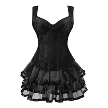 Сексуальные стимпанк Корсеты и бюстье кружевной топ на молнии боковые Корсеты с юбкой Ретро жилет сексуальный готический корсет под грудь платье