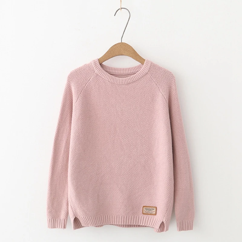 

Casual Solid befree Knitted Sweater Women 2018 Autumn Winter Long Sleeve O-neck Pullover Plus Size loose Sweaters Pull Femme