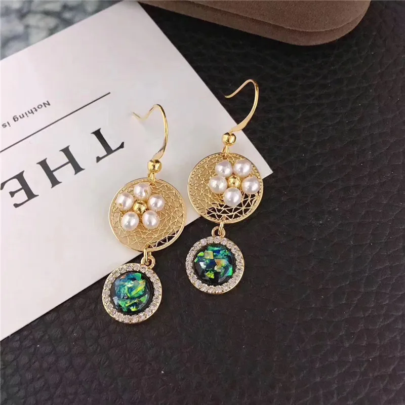 

New Personality Hand-Woven Design Gold-Filled High Quality Natural Freshwater Pearl Earrings For Women Drop Earrings Boucle