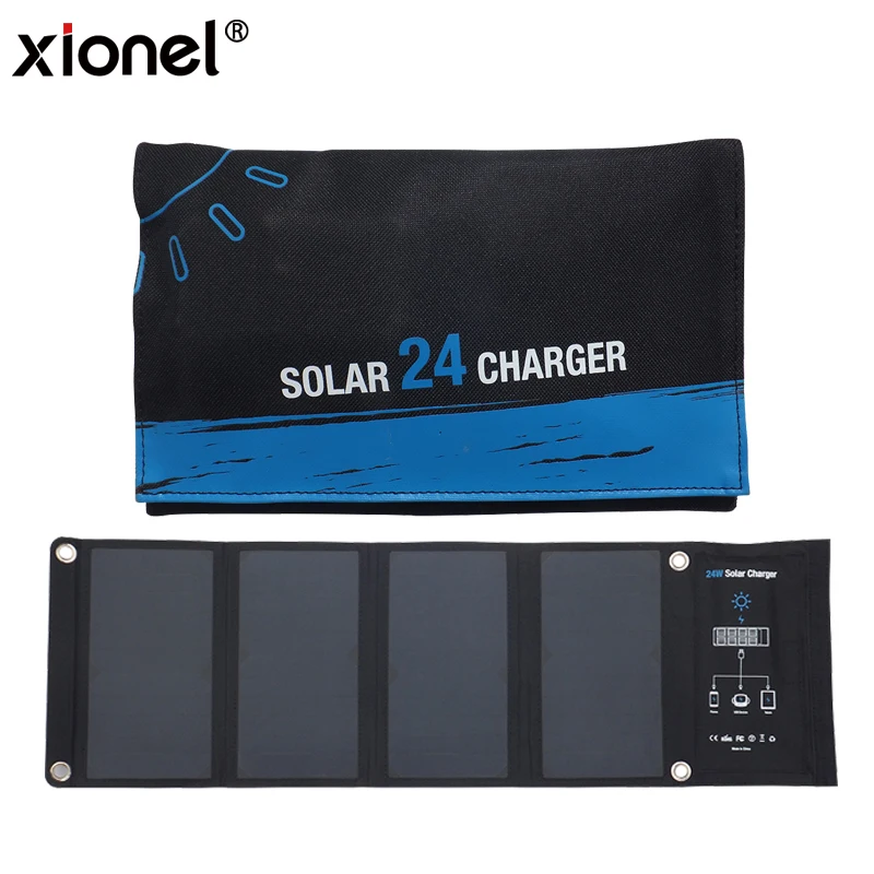 Xionel 24W Dual USB Solar Charger, PowerPort Solar with Fast Charging Solar Bag for iPhone for Samsung Mobile Phone Xionel 24W Dual USB Solar Charger, PowerPort Solar with Fast Charging Solar Bag for iPhone for Samsung Mobile Phone