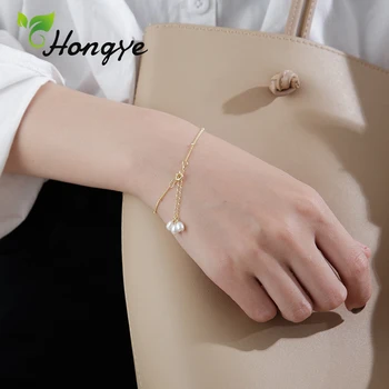 

Hongye New Fashion Pearl Bracelet Adjustable Gold Color Wrist Accessories Opening Bracelet Gift for Women Jewelry Girl Wholesale
