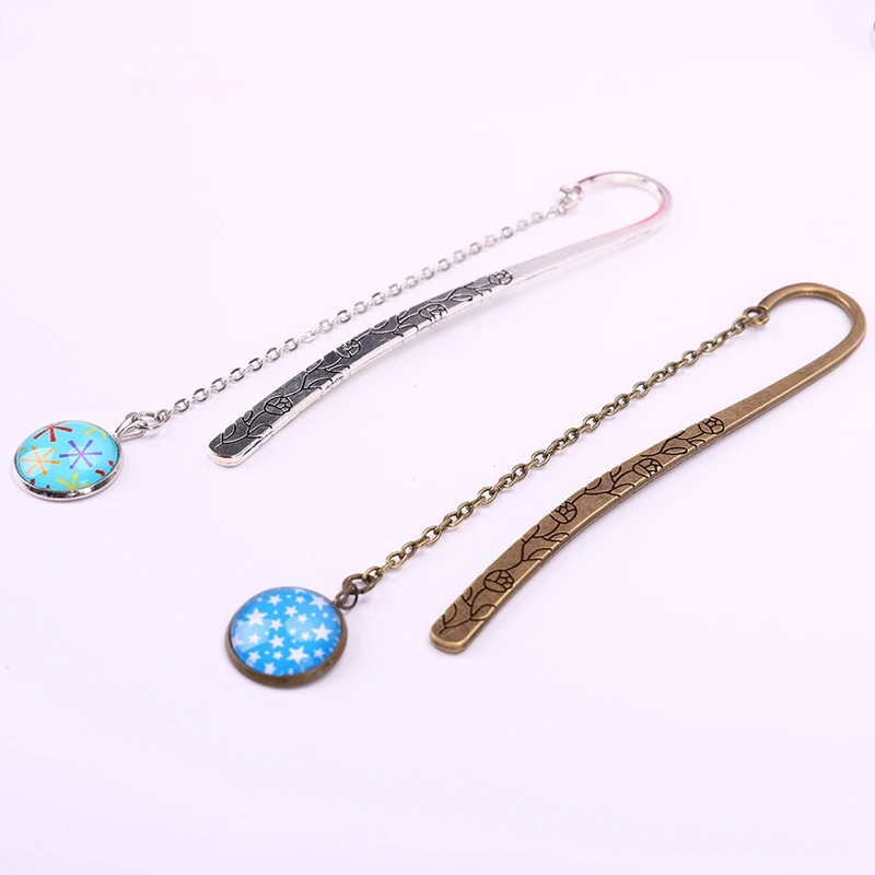 

Newest Vintage Design Alloy Bookmarks for Book Creative retro Metal Bookmark Supplies Gift Flower Pattern Beaded Bookmark
