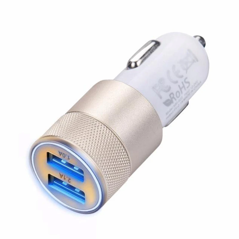 

2.1A/1.0A Mini Dual 2 Port 12V USB Car Charger USB Adapter Port iphone 6 6s Plus 5 5S 4 4S Quick Charge @#116