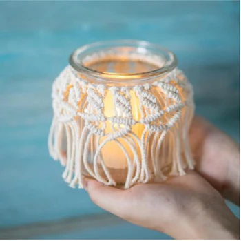 

Macrame Tassels Bottle Tapestry Hanging Bohemia Background Romantic candlelight dinner props candle holder decoration