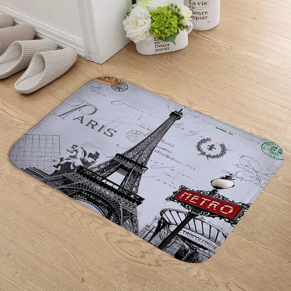 FOKUSENT коврик для двери коврик с принтом всемирно известное здание Парижа башня напольный коврик ковер Декор для дома - Цвет: CSM0010 2