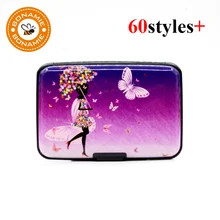 BONAMIE, алюминиевый корпус, кредитный держатель для карт для мужчин и женщин, металлический RFID кошелек, бизнес-чехол для ID карты, держатель, фламинго, с рисунком, коробка для карт