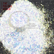 TCR6321-H1 белого цвета с переливающимся синим светлым цветом, яркие блёстки шестиугольные формованные Блестки для дизайна ногтей и украшения