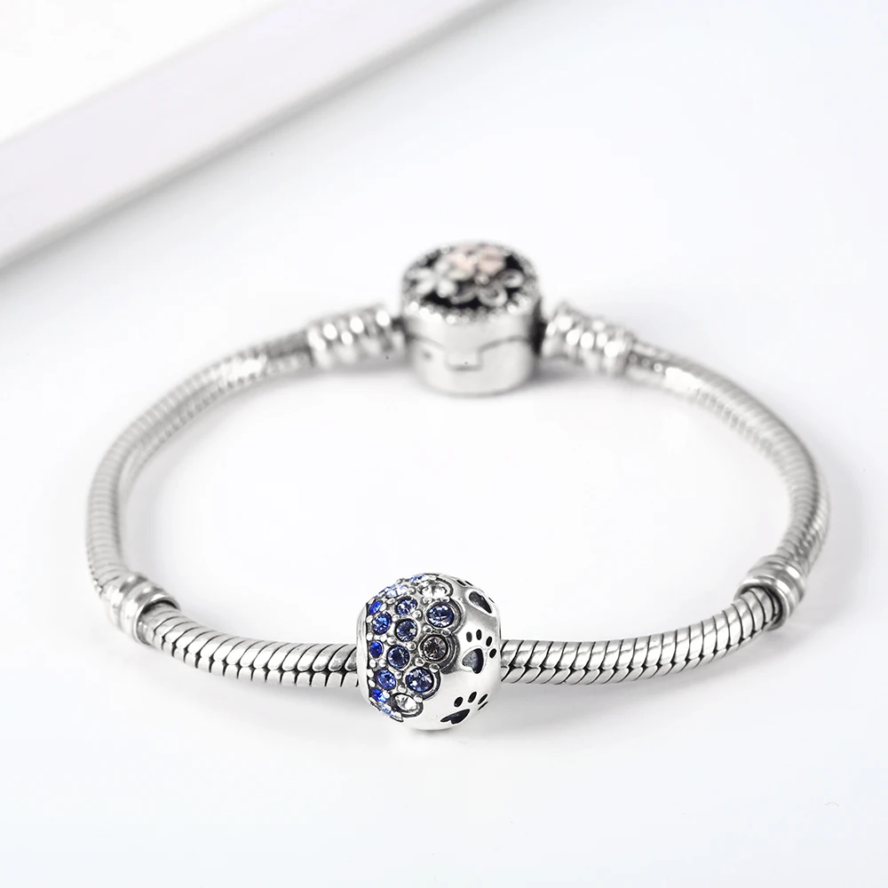 Dog Footprint Beads Fit Pandora Bracelets Charms 925 Silver Original Beads Authentic Silver Charm DIY Jewelry Making (3)