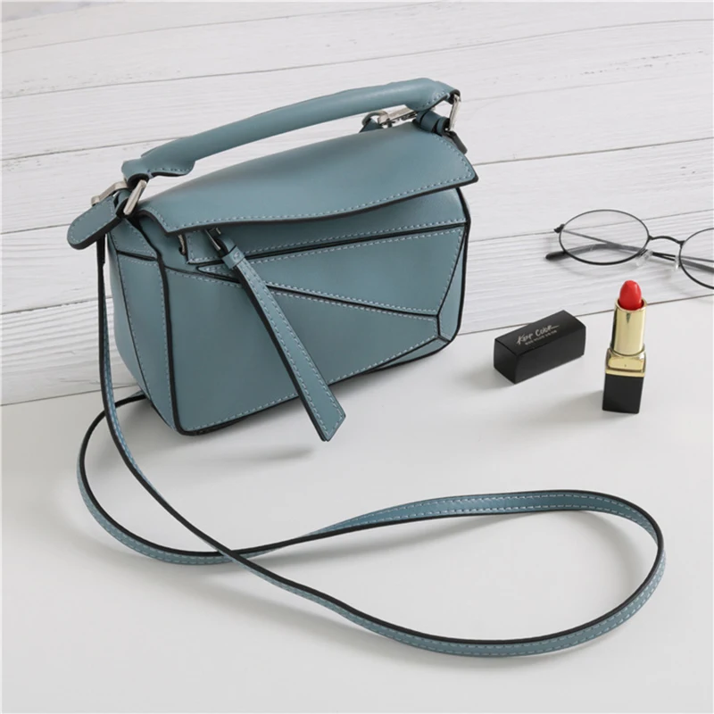 

Casual Women Cow leather Shoulder Bags Fashion Luxury Designer Crossbody Bag Geometric patterns Small Women Bag Bolsas Feminina