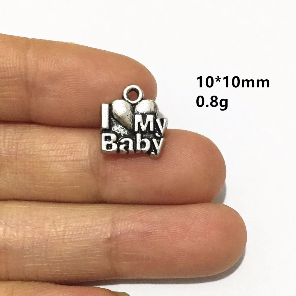 Оптом 30 цинкового сплава I Love My Baby подвески Античные посеребренные буквы кулон