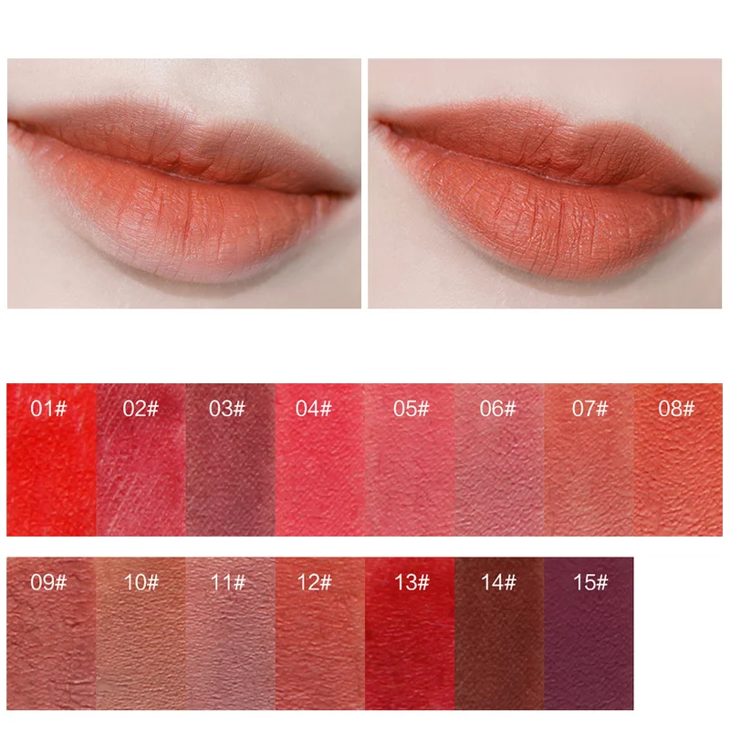 

Waterproof Matte Lip Gloss Non greasy long lasting Lipstick 15 Colors Matte Lipstick Lips Makeup Cosmetics TSLM1