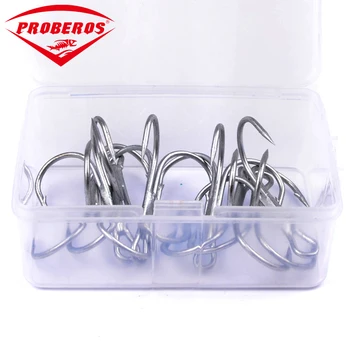 

50pcs/box Fishing Hooks Lure Fishhooks Overstriking Antirust Fishing Tackle 1/0#2/0#3/0# High Carbon Steel Treble Hook Pesca