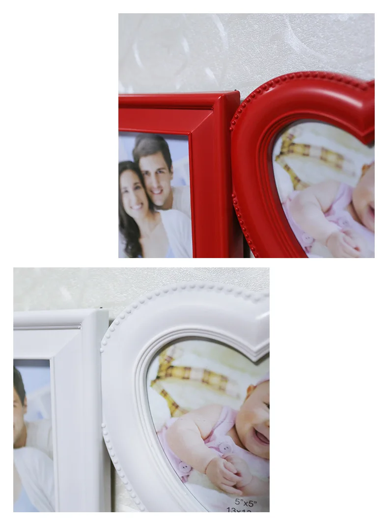 Популярный новейший красный фоторамка для влюбленных 6 дюймов сочетание в форме сердца соединены детские изображения настенный студийный