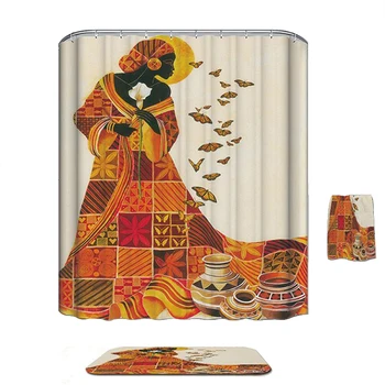 

Bathroom Waterproof Polyester Cloth Nature Of African Women Girl Simple Shower Curtain Eu Splatoon Portrait Douchegordijn