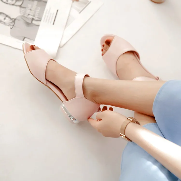 

Big Size 11 12 13 High heels sandals women shoes woman summer ladies Sweet low-heeled fishmouth bow-tied women's shoes