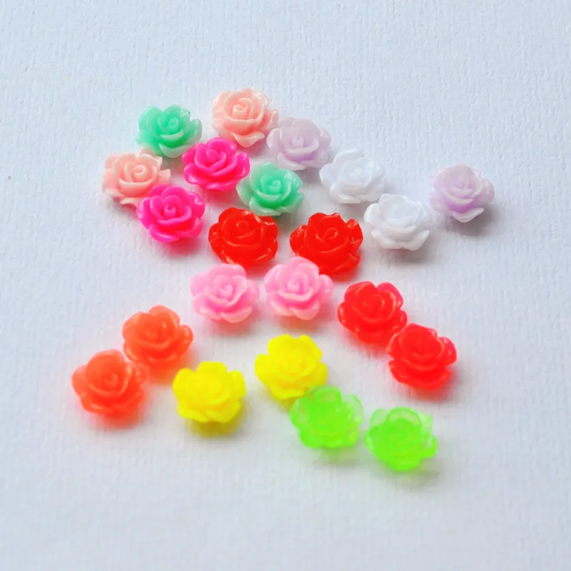Resin Cabochons 5 Pairs 5 Colours Autumn Retro Flowers
