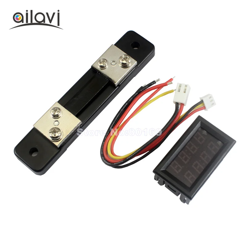DC 0 150 V 10A 50A 100A 200A амперметр напряжения красный + синий двойной Цвета Led Напряжение