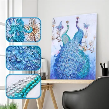 

Butterfly Peacock Cat Owl Tree Flower Special Shaped Diamond Painting DIY 5D Partial Drill Cross Stitch Kits Crystal Rhinestone