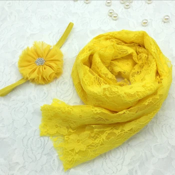 

18-Colors Lace Wraps+Flower Headband baby photography props Newborn Photography Wraps Baby Photo props Accessories Photo Shoot